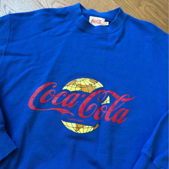Coca Cola Vintage 1989 Crewneck Sweatshirt / Size 2 (Small) - Blue - Like New - Picture 2 of 9
